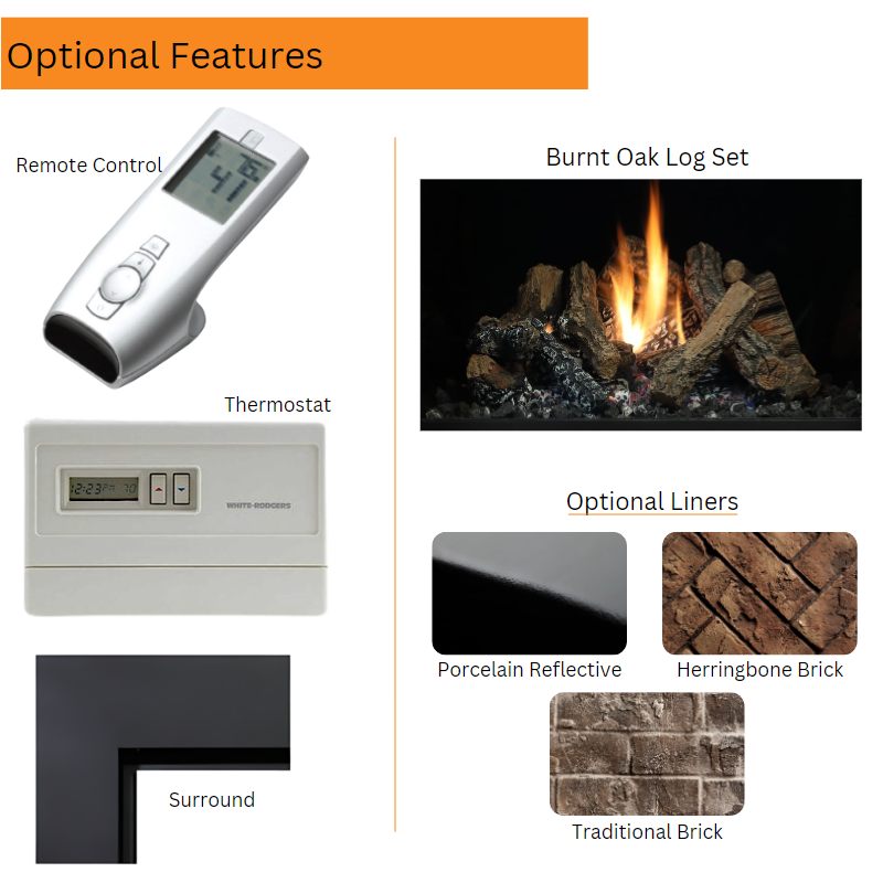 Kingsman HBZDV3628 36" Zero Clearance Louvered Direct Vent Gas Fireplace