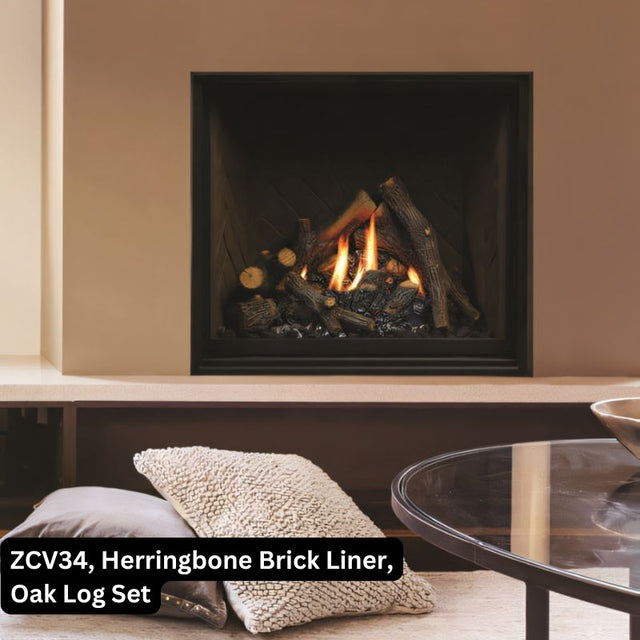 Kingsman ZCV34 34" Zero Clearance Clean View Direct Vent Gas Fireplace | Tempered Glass