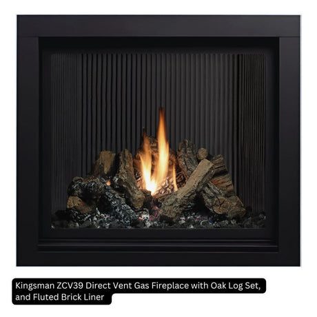 Kingsman ZCV42 42" Zero Clearance Clean View Direct Vent Gas Fireplace | Tempered Glass