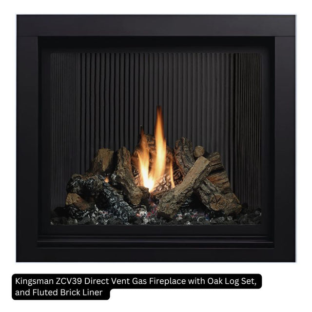 Kingsman ZCV42 42" Zero Clearance Clean View Direct Vent Gas Fireplace | Ceramic Glass