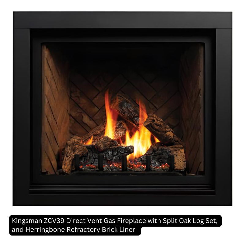 Kingsman ZCV39 39" Zero Clearance Clean View Direct Vent Gas Fireplace | Ceramic Glass