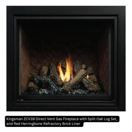 Kingsman ZCV39 39" Zero Clearance Clean View Direct Vent Gas Fireplace | Tempered Glass