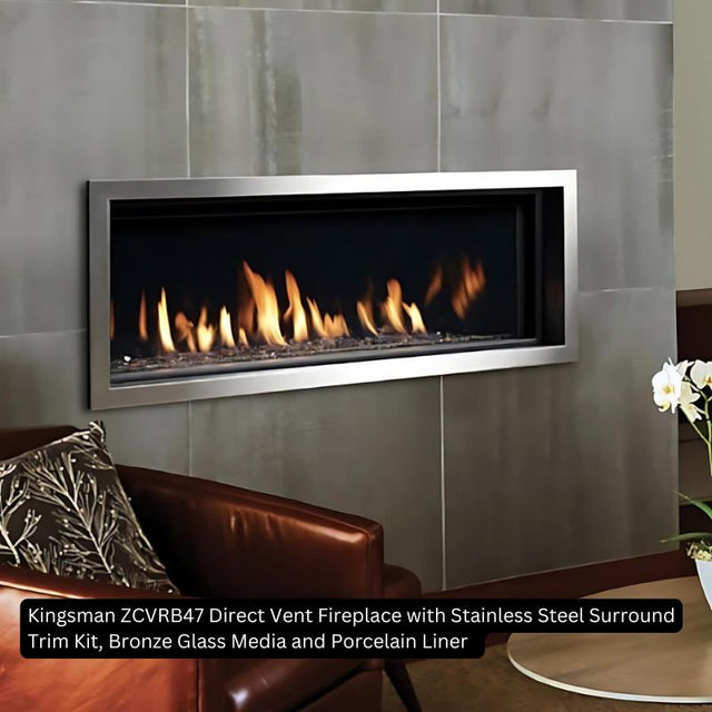 Stainless Steel Surround Trim Kit (1.5" W) for Kingsman Linear Direct Vent Fireplaces