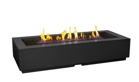 American Fyre Designs Louvre Long Rectangle Fire Pit - Black Lava finish