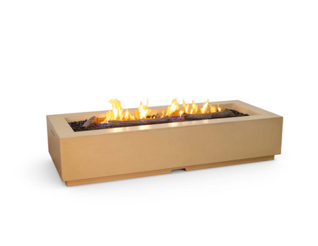 American Fyre Designs Louvre Long Rectangle Fire Pit - Cafe Blanco finish