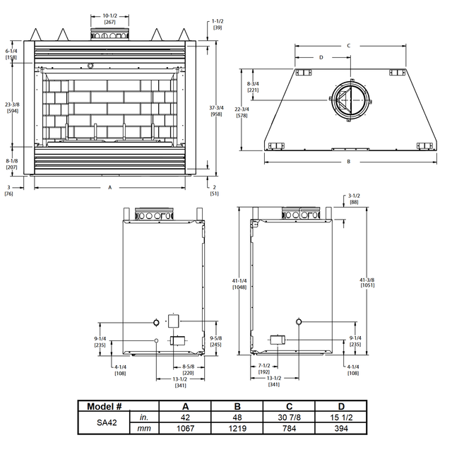 Majestic Sovereign 42 Heat Circulating Wood Fireplace - SA42