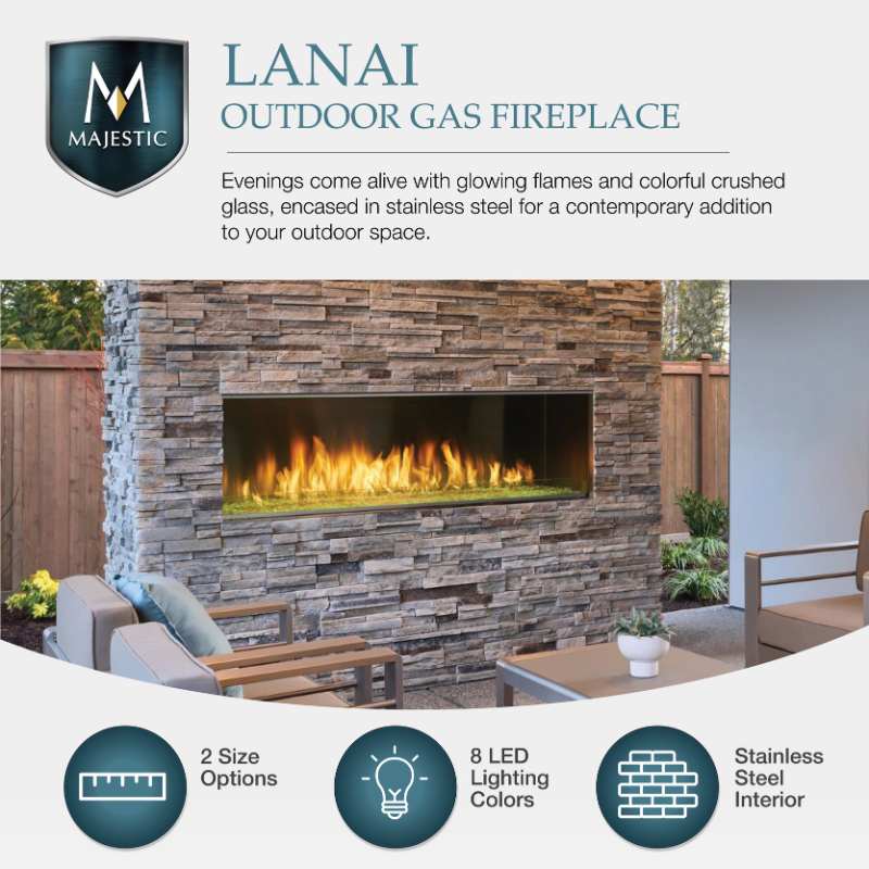 Majestic Lanai 48" See Thru Outdoor Linear Vent Free Gas Fireplace