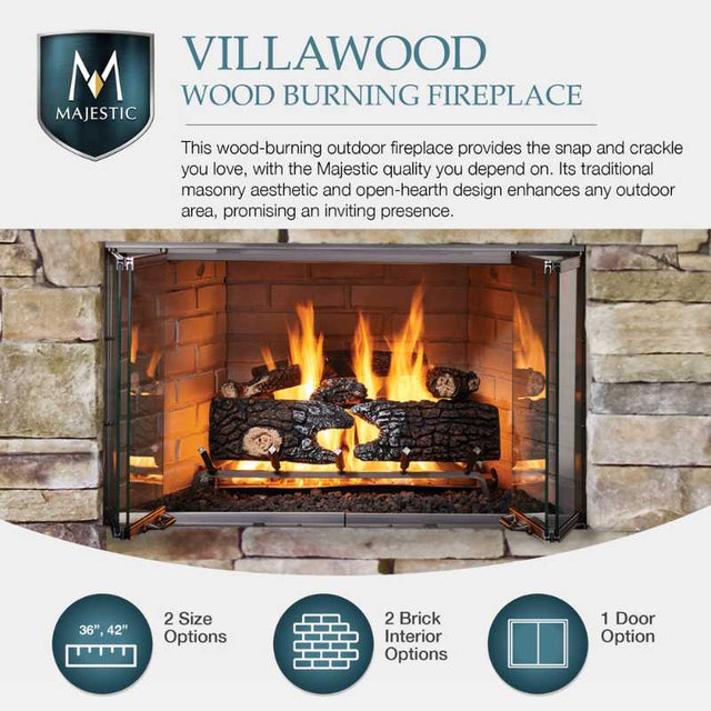 Majestic Villawood 36" Outdoor Wood Burning Fireplace