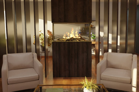 Modern Flames Nova Clear 48 inch installed as a room divider