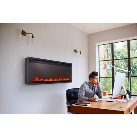 Napoleon Astound SlimMount 50 NEFL50AS office installation with clear glass embers