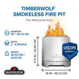 Napoleon Timberwolf smokeless fire pit dual layer burn zone diagram