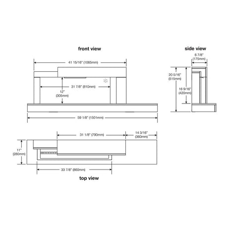 Napoleon Stylus Cara Elite NEFP32-5019W-IOT dimensions drawing