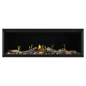Napoleon Tall Vector with Luminous Logs 74 Direct Vent Linear Gas Fireplace with Luminous Driftwood Logs