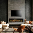 NetZero Fire E-One 160 Single-Sided Electric Fireplace featuring sleek modern design, realistic flame effects, and energy-efficient, eco-friendly heating.