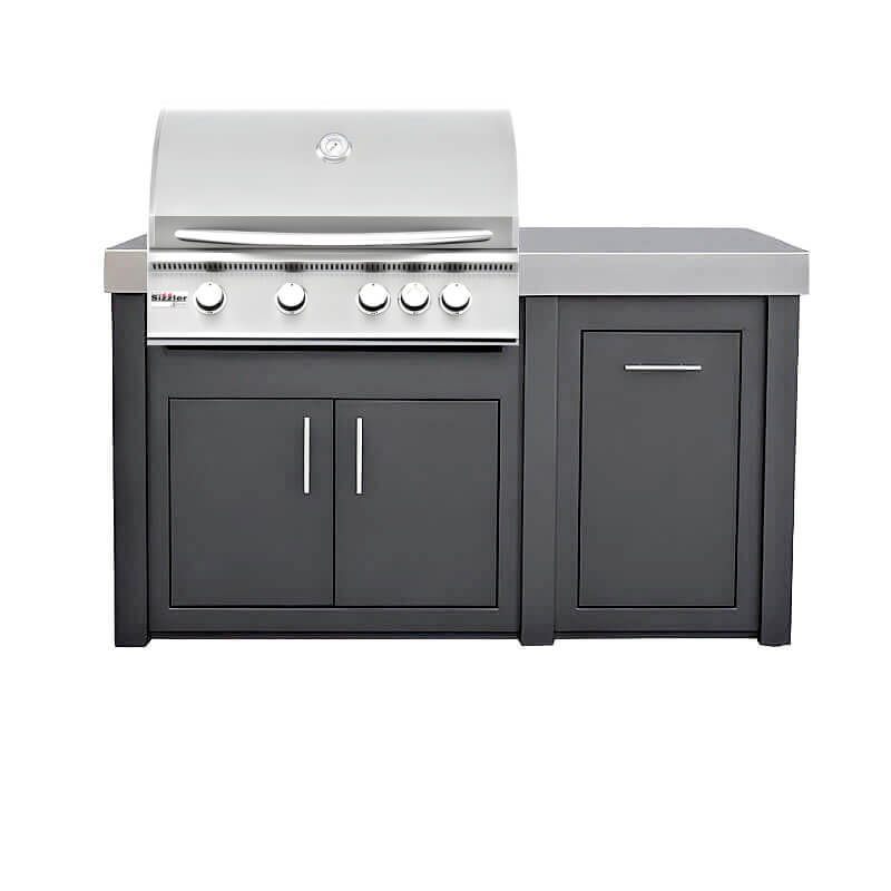 New Castle Stoll  62-Inch Aluminum Grill Island with 32-Inch Summerset Gas Grill - Fully Assembled