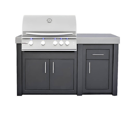 New Castle Stoll  62-Inch Aluminum Grill Island with 32-Inch Summerset Gas Grill - Fully Assembled