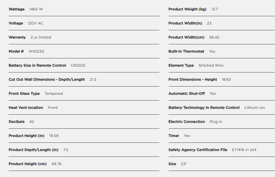 Dimplex Nova 23" Multi-Fire XHD Plug-in Electric Firebox - With Logs, XHD23L