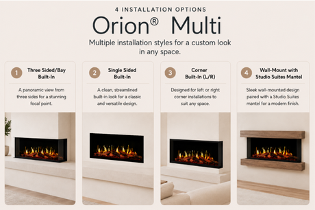 Modern Flames Orion V2 Multi installation options front corner and bay