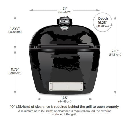 Primo Oval Junior 200 Kamado Grill - dimensions diagram