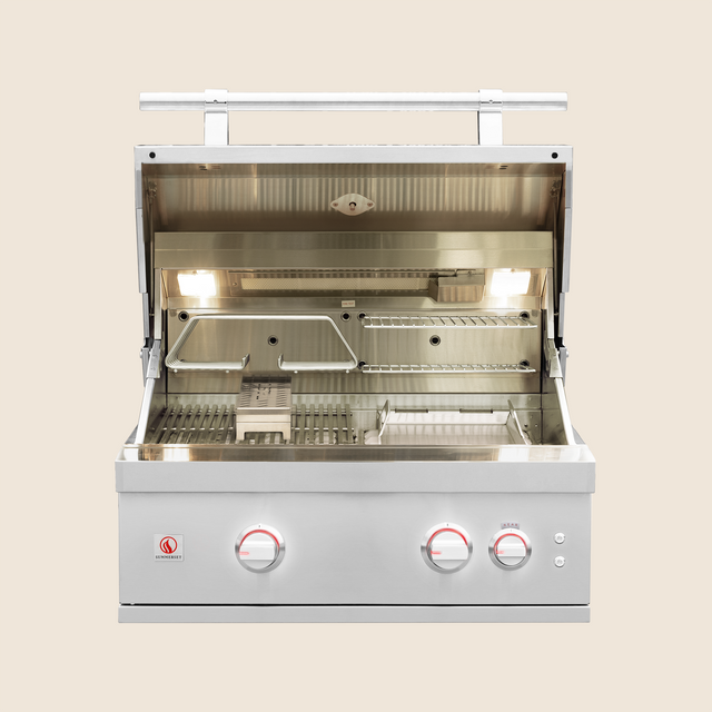 Summerset Quest QST30 30-Inch Built-In Gas Grill - hood open