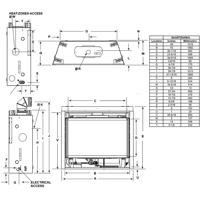 Majestic Quartz 42 Direct Vent Gas Fireplace - QUARTZ42