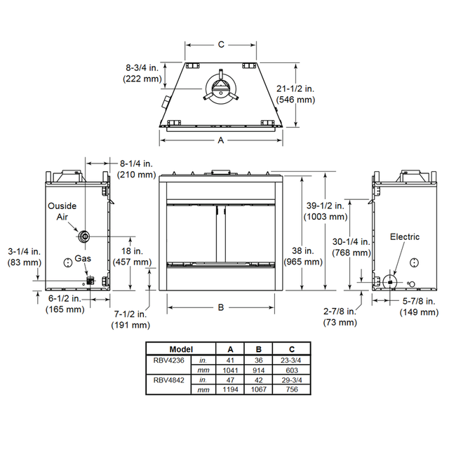 Majestic Reveal 42 B-Vent Gas Fireplace - RBV4842