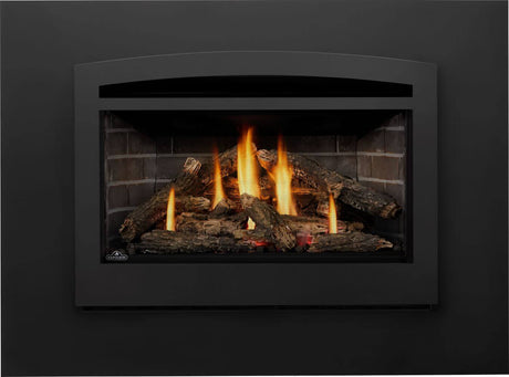 Napoleon Rosedale 3 gas insert with oak logs and Westminster panels