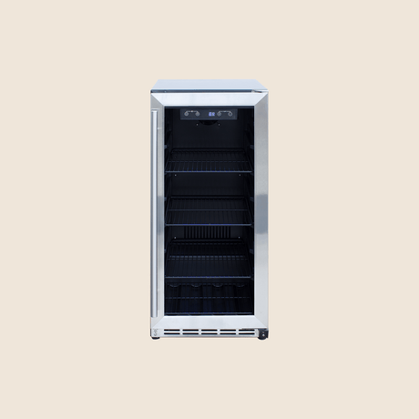 Summerset RFR-15G 15-Inch Outdoor Refrigerator with Glass Door - front view closed