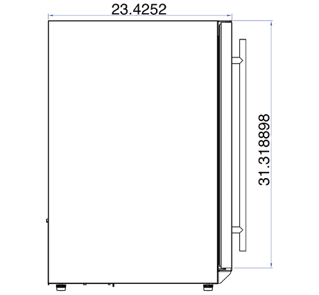 Summerset RFR-15G 15-Inch Outdoor Refrigerator - side dimensions diagram