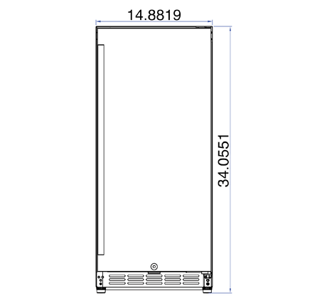 Summerset RFR-15S 15-Inch Outdoor Refrigerator - front dimensions diagram