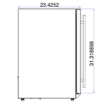 Summerset RFR-15S 15-Inch Outdoor Refrigerator - side dimensions diagram