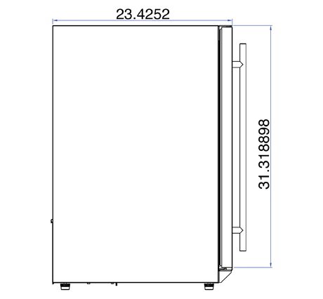 Summerset RFR-15S 15-Inch Outdoor Refrigerator - side dimensions diagram