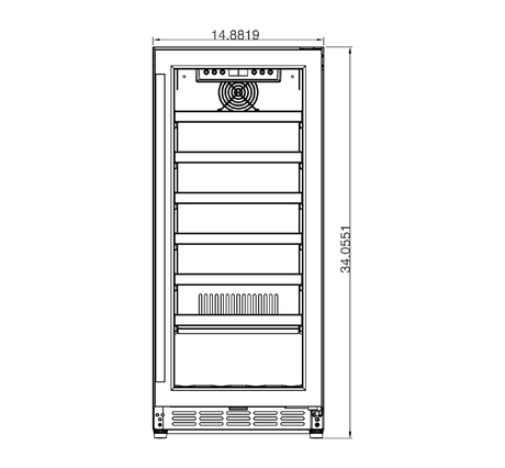 Summerset RFR-15W 15-Inch Outdoor Wine Cooler - front dimensions diagram