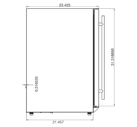 Summerset RFR-15W 15-Inch Outdoor Wine Cooler - side dimensions diagram