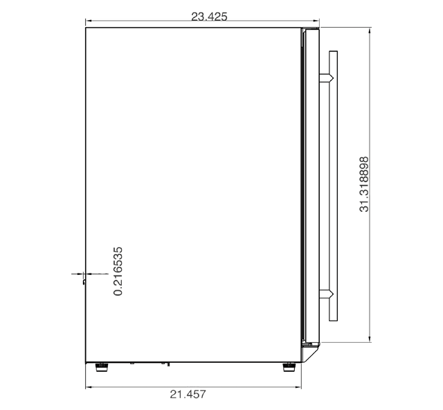 Summerset RFR-15W 15-Inch Outdoor Wine Cooler - side dimensions diagram
