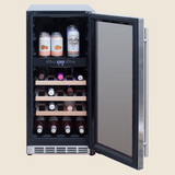 Summerset RFR-15WD 15-Inch Dual Zone Wine Cooler - front view door open and stocked