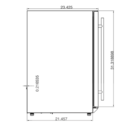 Summerset RFR-15WD 15-Inch Dual Zone Wine Cooler - side dimensions diagram