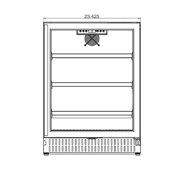 Summerset RFR-24G Outdoor Refrigerator - front dimensions diagram