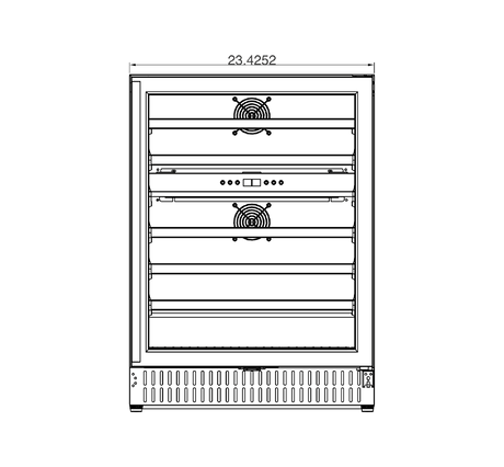 Summerset RFR-24WD 24-Inch Dual Zone Wine Cooler - front dimensions diagram