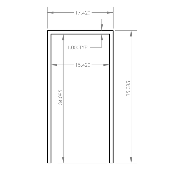 Summerset RTK-15 Trim Kit - front dimensions diagram