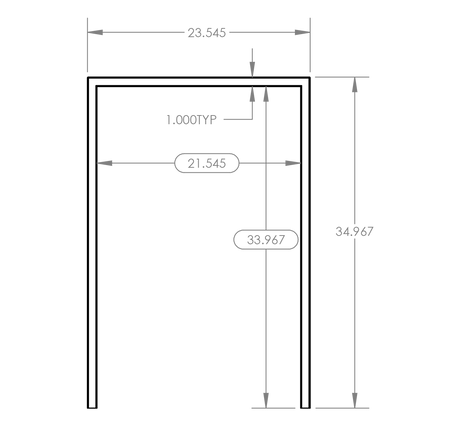 Summerset RTK-22 Trim Kit - front dimensions diagram