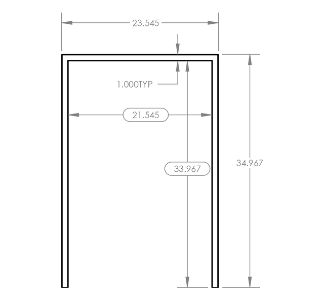 Summerset RTK-22 Trim Kit - front dimensions diagram