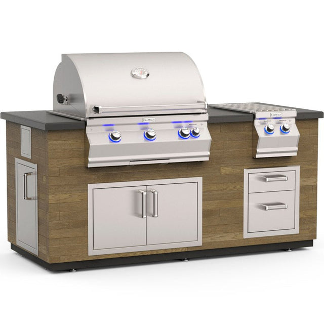 Fire Magic 77" Reclaimed Wood Outdoor Kitchen Island with Side Burner