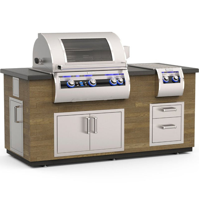 Fire Magic 77" Reclaimed Wood Outdoor Kitchen Island with Side Burner