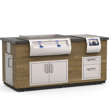 Fire Magic 77" Reclaimed Wood Outdoor Kitchen Island with Side Burner