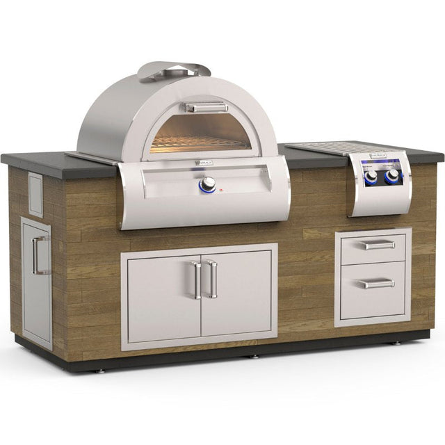 Fire Magic 77" Reclaimed Wood Outdoor Kitchen Island with Side Burner