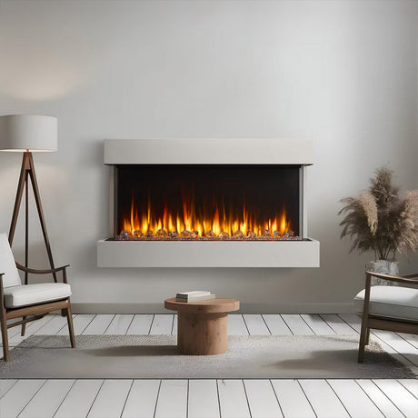 SimpliFire Triton 50 floating mantel kit installed detail