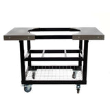 Primo Oval XXL 500 Ceramic Kamado Grill - cart with stainless steel side shelves