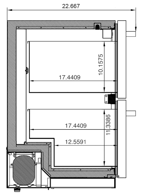 Summerset RFR-24DR2-A 2-Drawer Refrigerator - side dimensions diagram