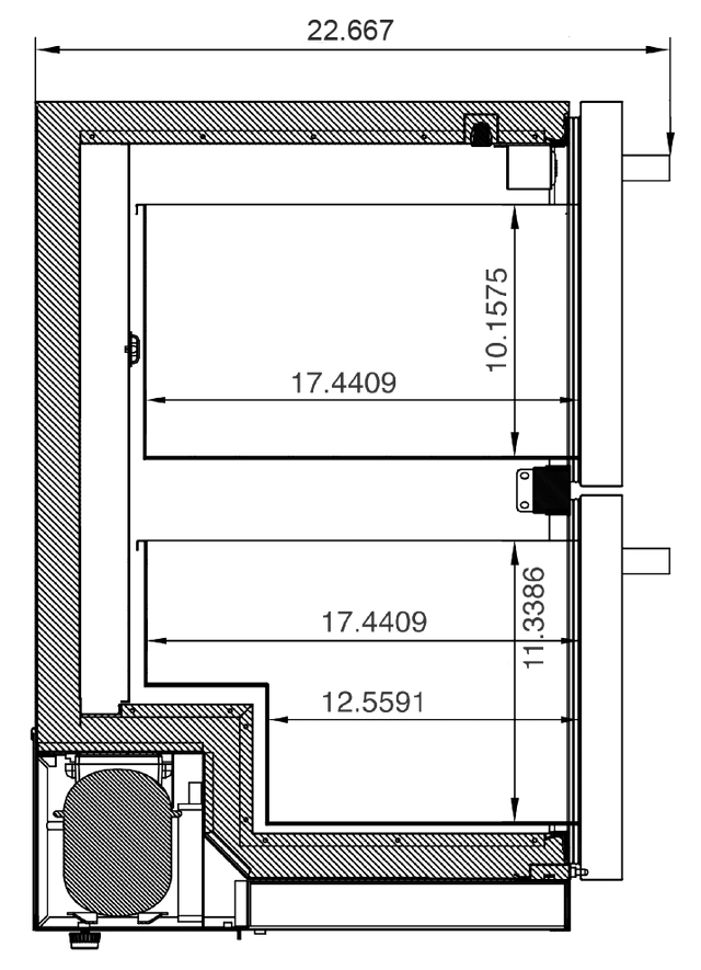 Summerset RFR-24DR2-A 2-Drawer Refrigerator - side dimensions diagram